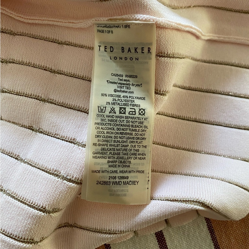 Ted Baker London Pastel Pink Gold Maciiey Knit Sweater Dress 6 - Picture 15 of 16